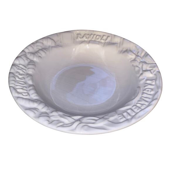 Fapor Portugal 10" White Individual Pasta Bowls Embossed Pasta Rim - Picture 10 of 11